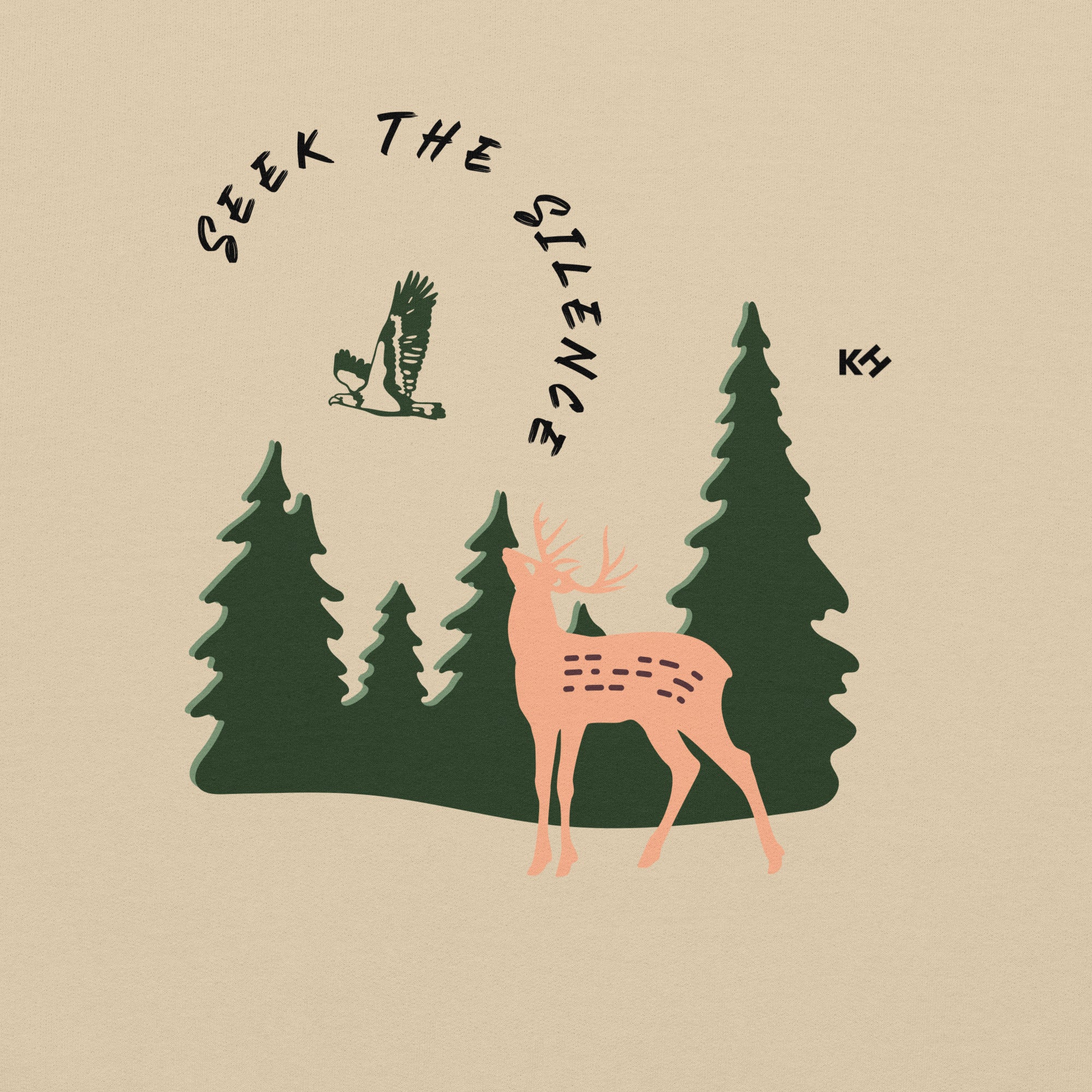 Knowledge Hub Seek The Silence Graphic Design Unisex Hoodie In Sand