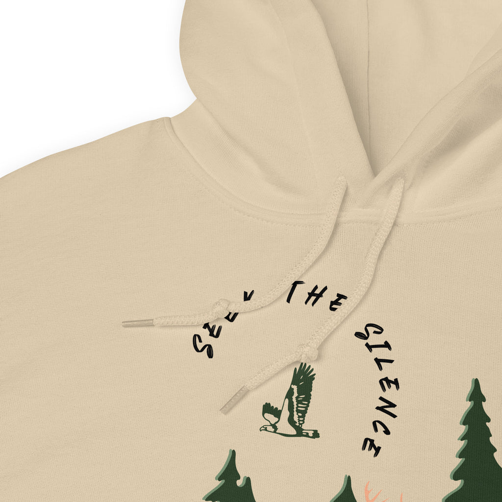 Knowledge Hub Seek The Silence Graphic Design Unisex Hoodie In Sand